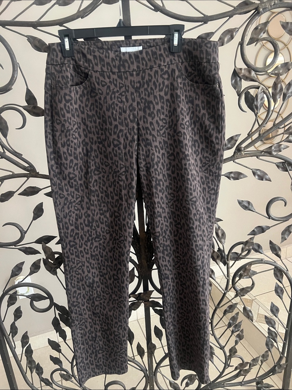 Liz Claiborne Classic Leopard Print Stretch Pants - Brown/Black